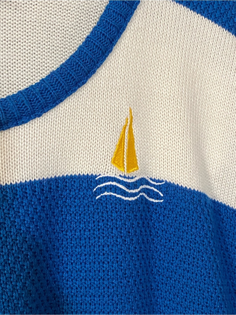 Vintage Catalina USA Nautical Sweater Vest XL Blue White Sailboat Made in USA - Picture 8 of 9